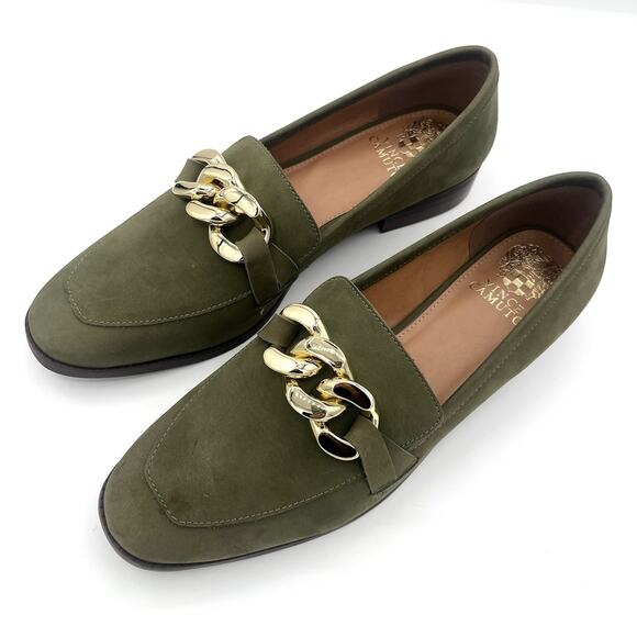 Vince Camuto Aliyana Leather Loafers Olive green Sz 9 preppy Chic Academia - Picture 3 of 10